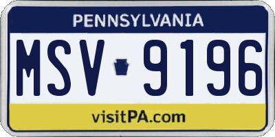 PA license plate MSV9196