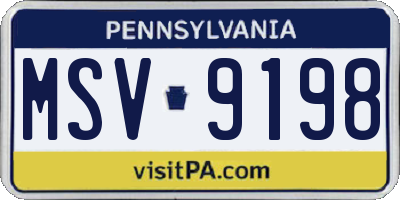 PA license plate MSV9198