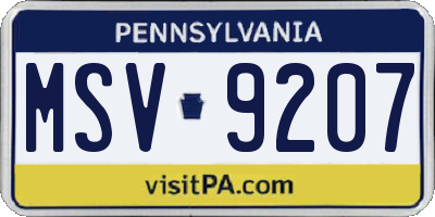 PA license plate MSV9207