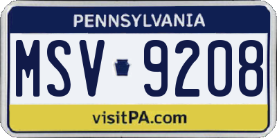 PA license plate MSV9208