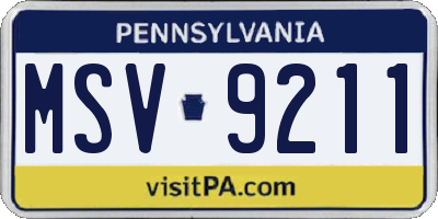 PA license plate MSV9211