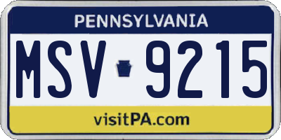PA license plate MSV9215