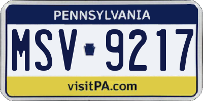 PA license plate MSV9217
