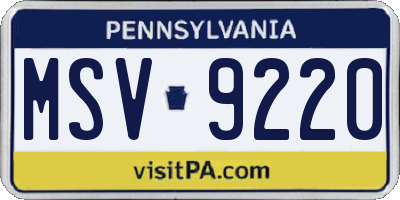 PA license plate MSV9220