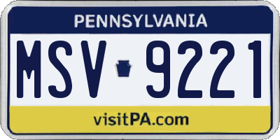 PA license plate MSV9221