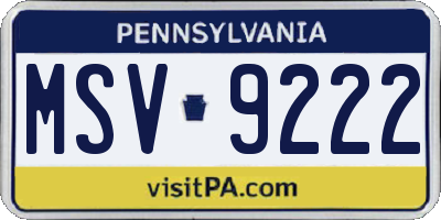 PA license plate MSV9222
