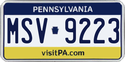 PA license plate MSV9223