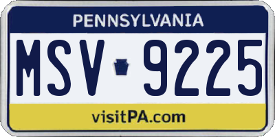 PA license plate MSV9225