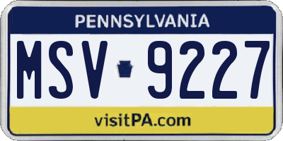 PA license plate MSV9227