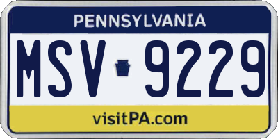 PA license plate MSV9229