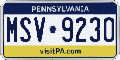 PA license plate MSV9230