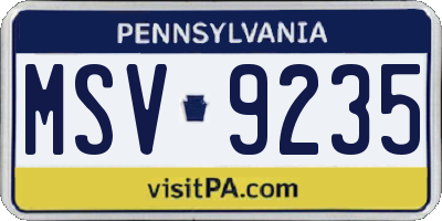 PA license plate MSV9235