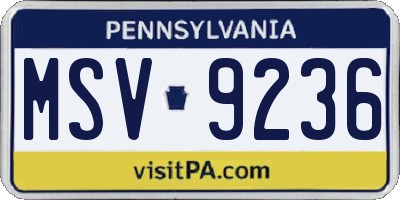 PA license plate MSV9236