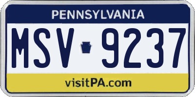 PA license plate MSV9237