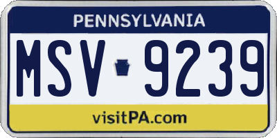 PA license plate MSV9239