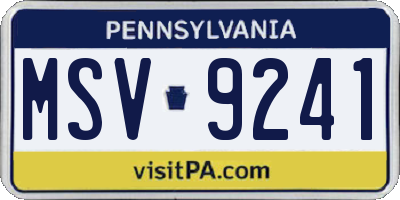 PA license plate MSV9241
