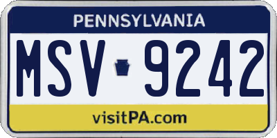 PA license plate MSV9242
