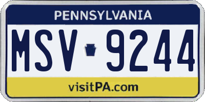 PA license plate MSV9244