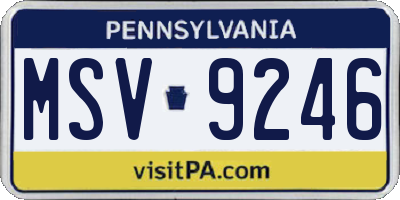 PA license plate MSV9246
