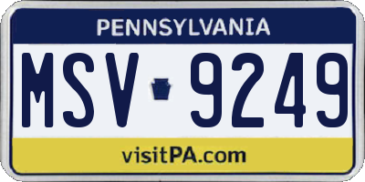 PA license plate MSV9249