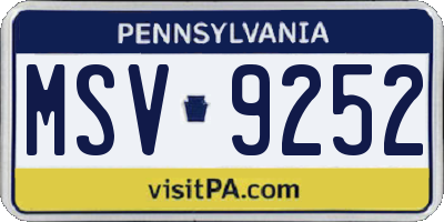 PA license plate MSV9252