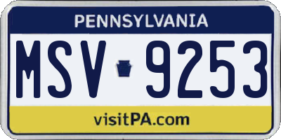 PA license plate MSV9253