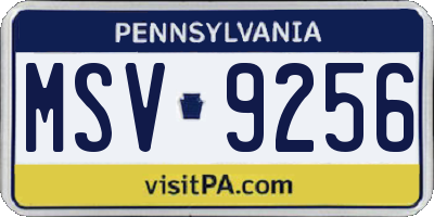 PA license plate MSV9256