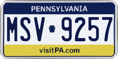 PA license plate MSV9257