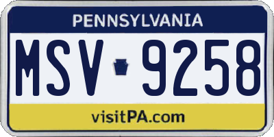 PA license plate MSV9258