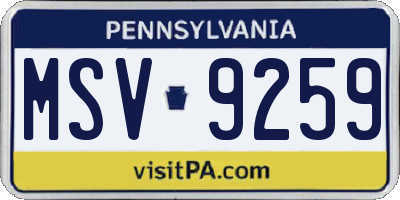 PA license plate MSV9259
