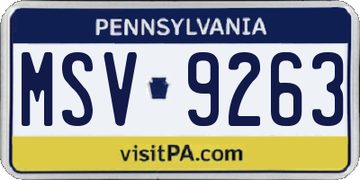 PA license plate MSV9263