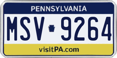 PA license plate MSV9264