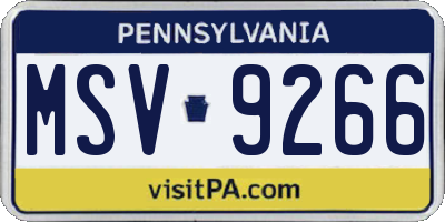 PA license plate MSV9266