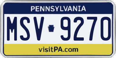 PA license plate MSV9270