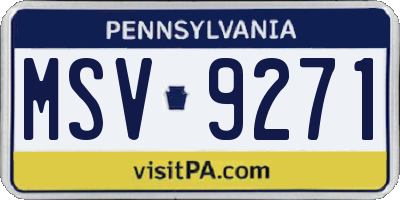PA license plate MSV9271
