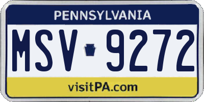 PA license plate MSV9272