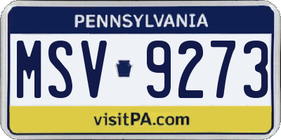 PA license plate MSV9273