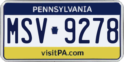 PA license plate MSV9278