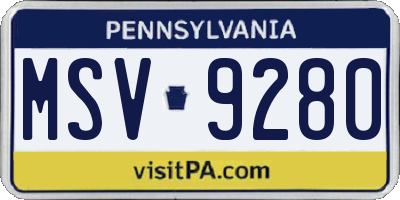 PA license plate MSV9280