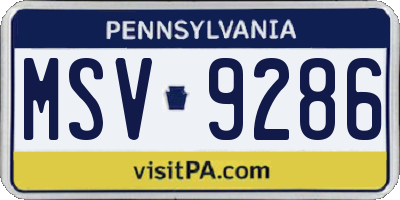 PA license plate MSV9286