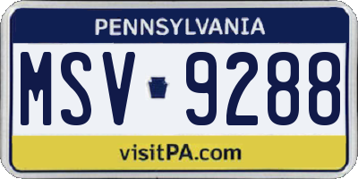 PA license plate MSV9288