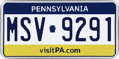 PA license plate MSV9291