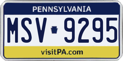 PA license plate MSV9295