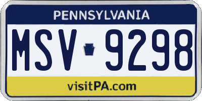 PA license plate MSV9298