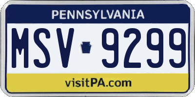 PA license plate MSV9299