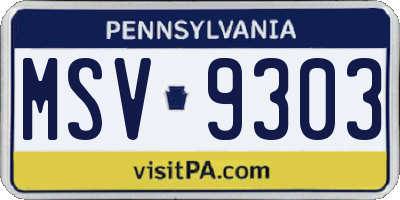 PA license plate MSV9303