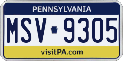 PA license plate MSV9305