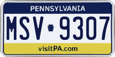 PA license plate MSV9307