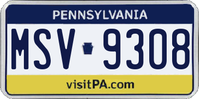 PA license plate MSV9308