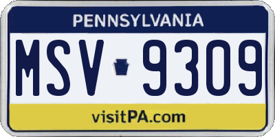 PA license plate MSV9309